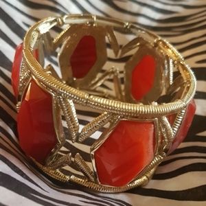 Red Orange Gold Stretch Bracelet
